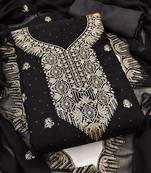 black georgette salwar suit dress material with embroidered neck