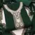 dark green georgette salwar suit dress material with embroidered neck
