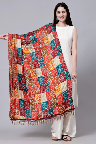Women's Bandhej Chinon Silk Dupatta