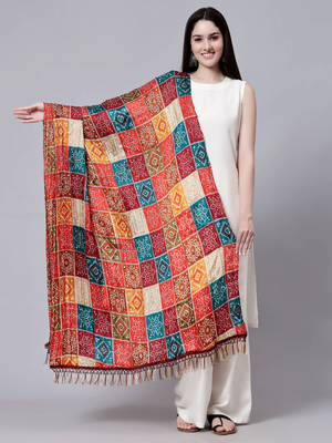 Trendmalls Women's Bandhej Chinon Silk Dupatta 1