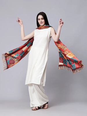 Trendmalls Women's Bandhej Chinon Silk Dupatta 2