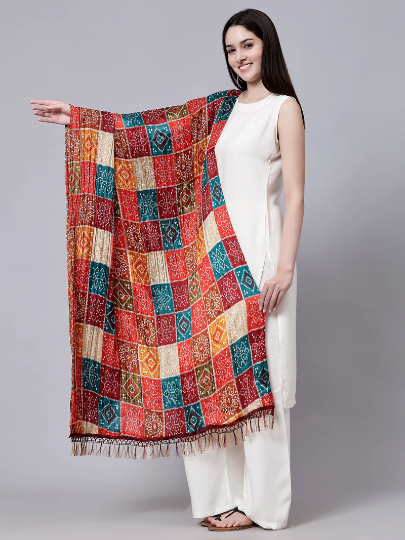 Women's Bandhej Chinon Silk Dupatta