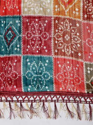 Trendmalls Women's Bandhej Chinon Silk Dupatta 4