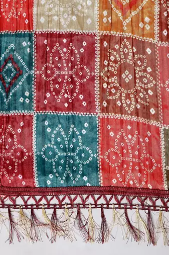 Trendmalls Women's Bandhej Chinon Silk Dupatta