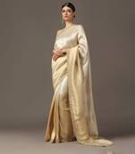 Handwoven gold zari tissue saree set
