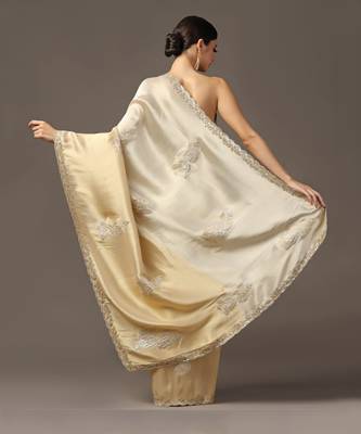 Handwoven gold zari tissue saree set 2