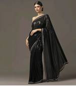 Black sequins embroidered saree set