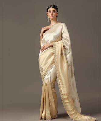 Handwoven gold zari tissue saree set 4