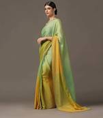 Light green and yellow ombre saree set