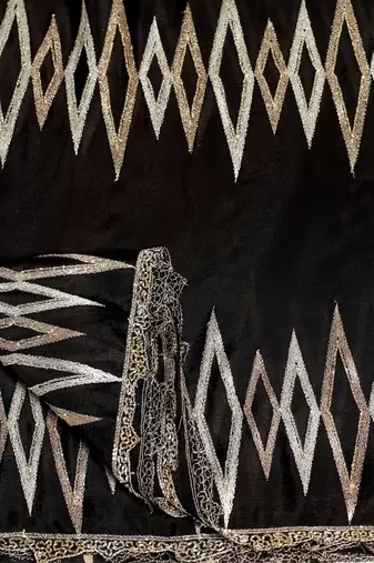 Black 'sona-chandi' sequin and zari saree set
