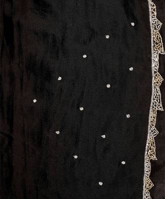 Black 'sona-chandi' sequin and zari saree set 5