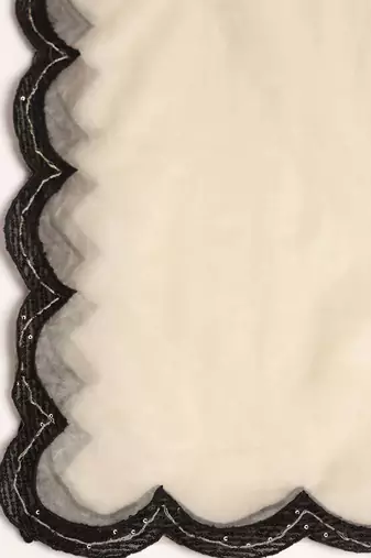 Cream starburst sequinned kurta set with organza duppatta