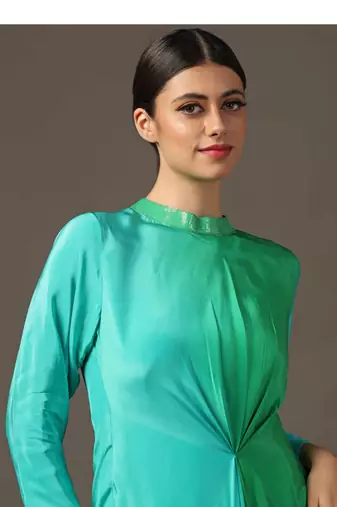 Turquiose green draped dress