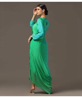 Turquiose green draped dress 4