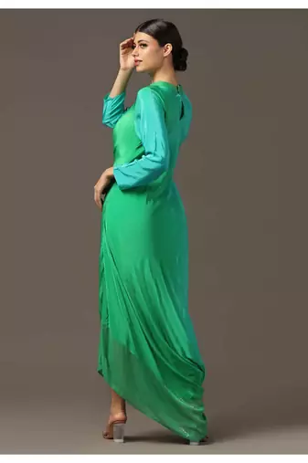 Turquiose green draped dress
