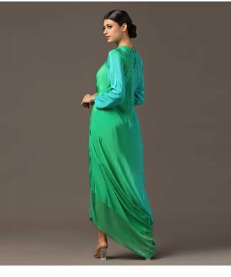 Turquiose green draped dress 5