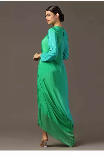Turquiose green draped dress