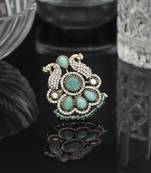 Pista green color american diamond finger ring