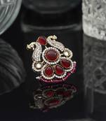 Magenta color american diamond finger ring