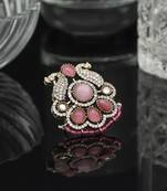 Pink color american diamond finger ring