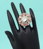 Pink color american diamond finger ring