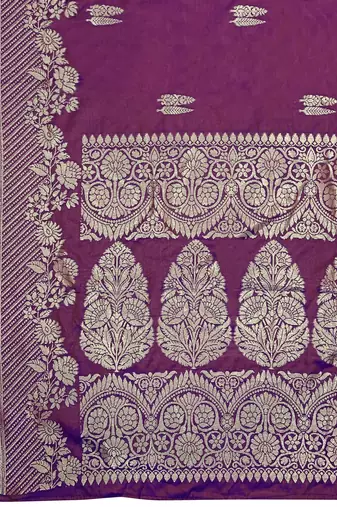 Banarasi woven purple jacquard work saree with blouse piece