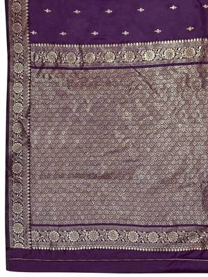 Banarasi woven purple jacquard work saree with blouse piece 6
