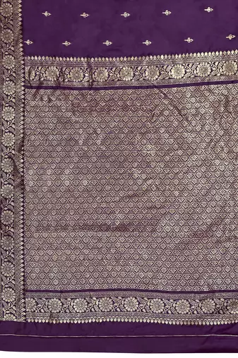 Banarasi woven purple jacquard work saree with blouse piece
