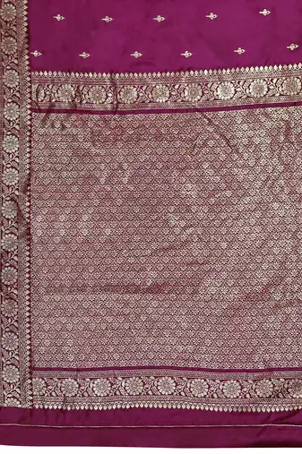 Banarasi woven purple wine jacquard work saree with blouse piece