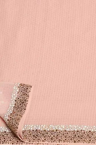 Peach sequins embroidered saree set
