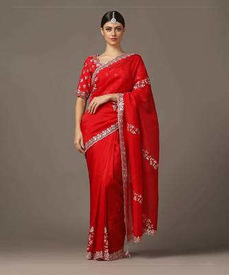 The eternal red gota-pati saree set 1