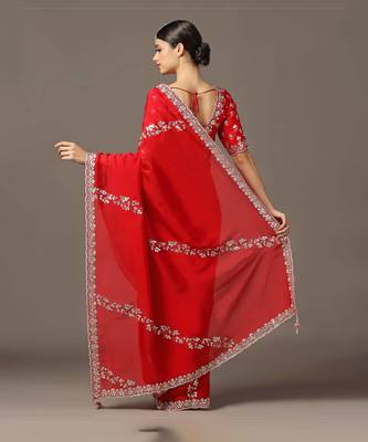 The eternal red gota-pati saree set 4
