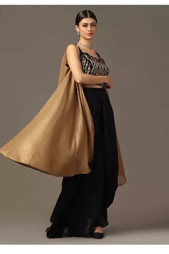 Antique gold and black embroidered cape set
