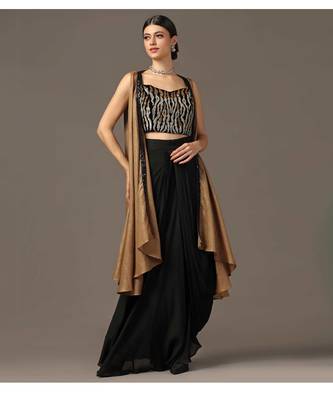 Antique gold and black embroidered cape set 3