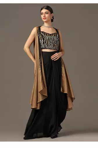 Antique gold and black embroidered cape set