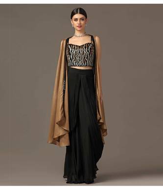 Antique gold and black embroidered cape set 4