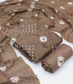 chiku chanderi cotton bandhni unstitched dress material