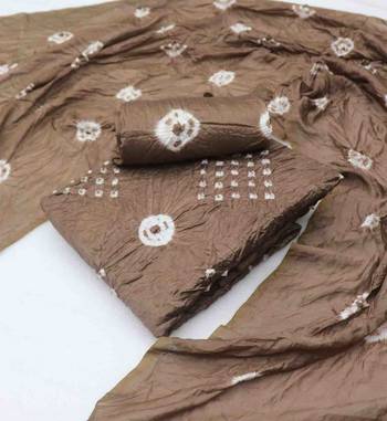 chiku chanderi cotton bandhni unstitched dress material 3