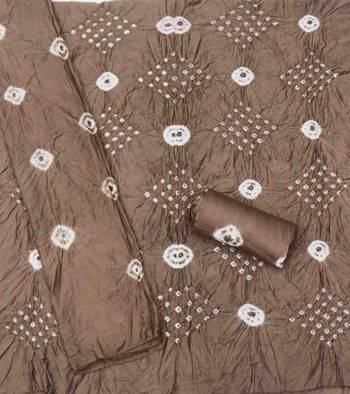 chiku chanderi cotton bandhni unstitched dress material 4