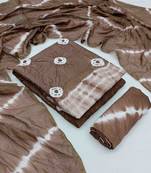 chiku chanderi cotton bandhni unstitched dress material