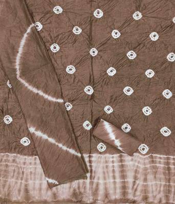 chiku chanderi cotton bandhni unstitched dress material 4