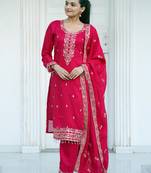 RANI PINK COTTON PARTY WEAR SUIT SET 