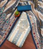 blue organza handwork unstitched dress material