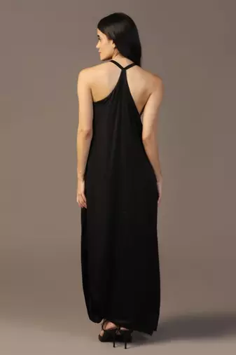 Black embroidered gown with cape set