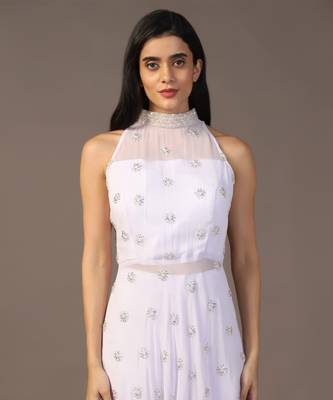 White peplum top with flared pant 4