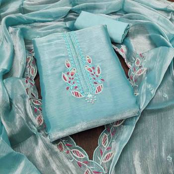 blue barbaric silk embroidered work unstitched dress material 2