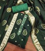 dark green shimmer jacquard woven design work unstitched dress material