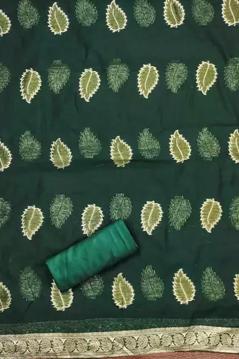 dark green shimmer jacquard woven design work unstitched dress material