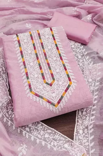 baby pink modal hand work unstitched dress material