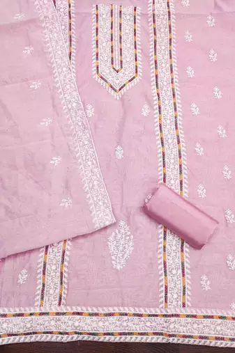 baby pink modal hand work unstitched dress material